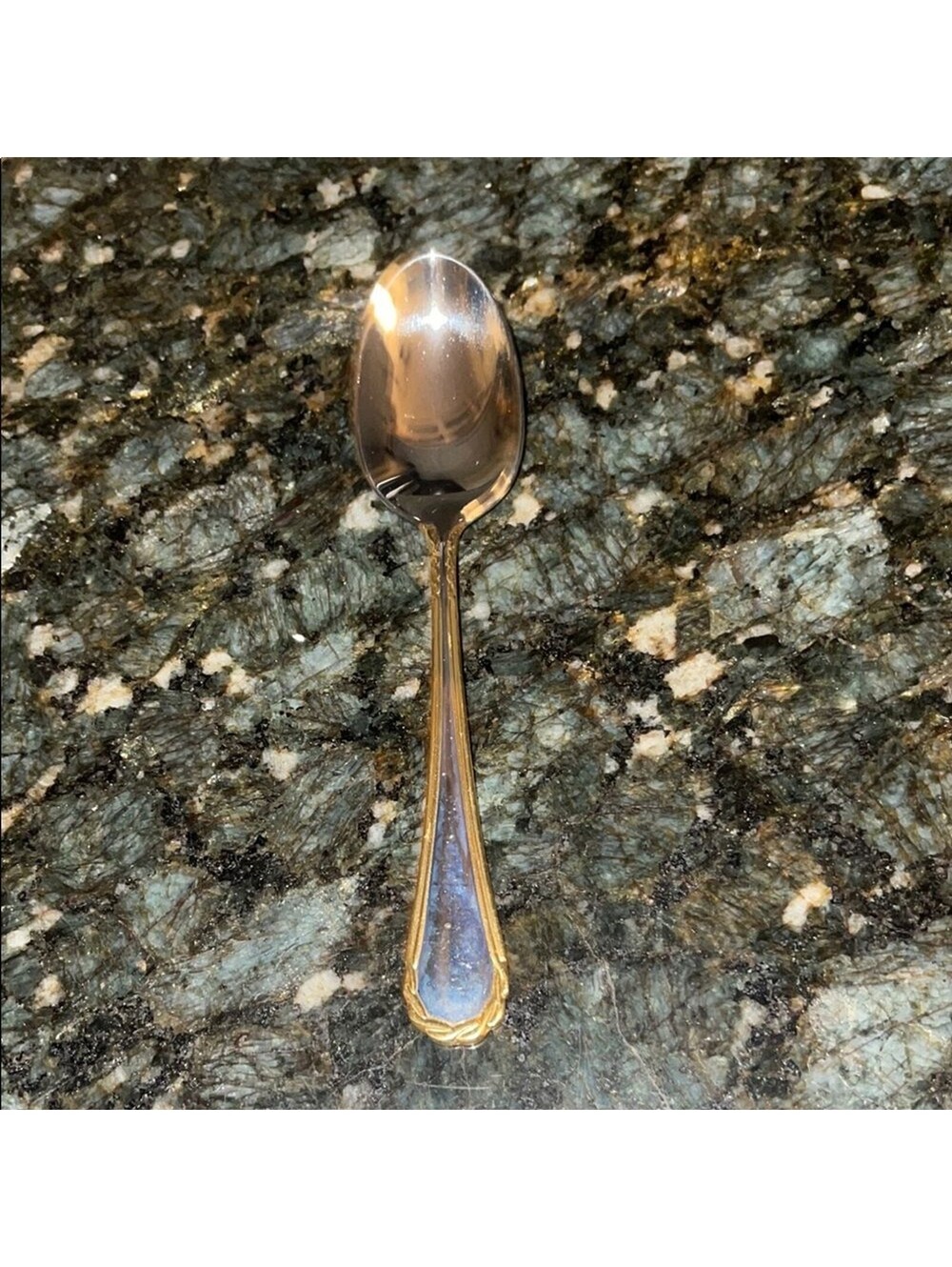 Elegant Silver and Gold Spoon Yamazaki Tasha Gold accent teaspoon NWT